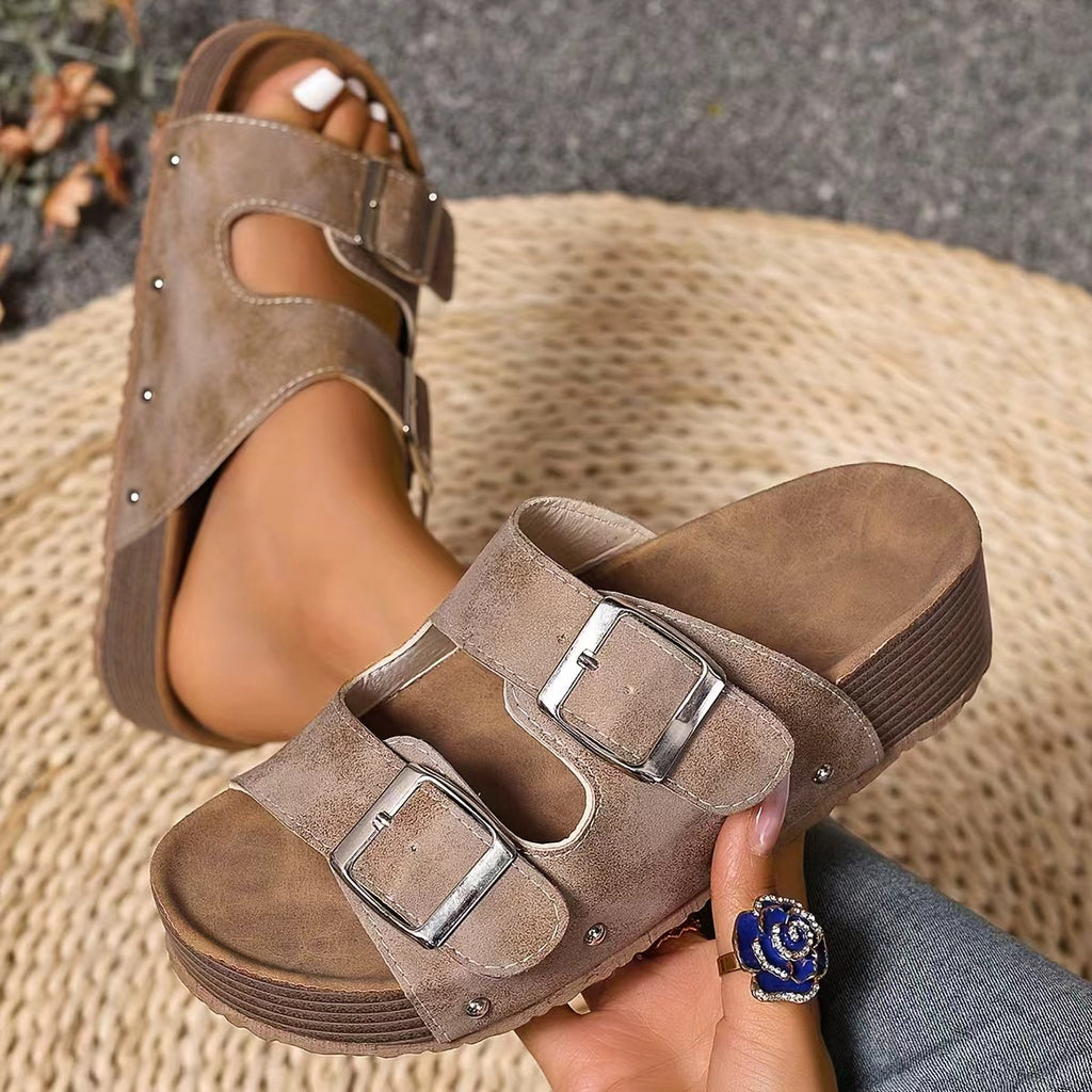Trendige Plateau-Sandalen mit Doppelriemen