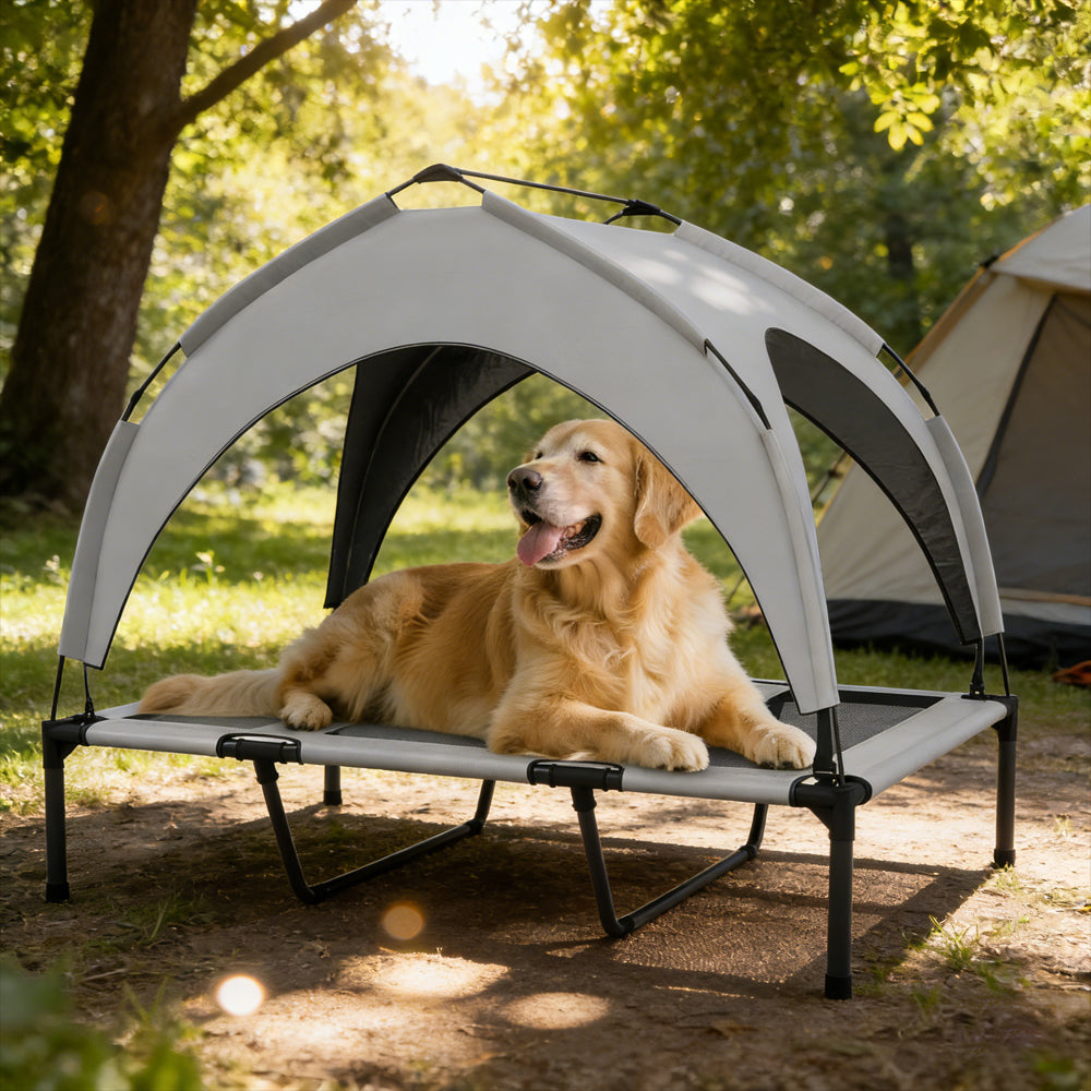 Hundebett mit Blachen-Sonnendach