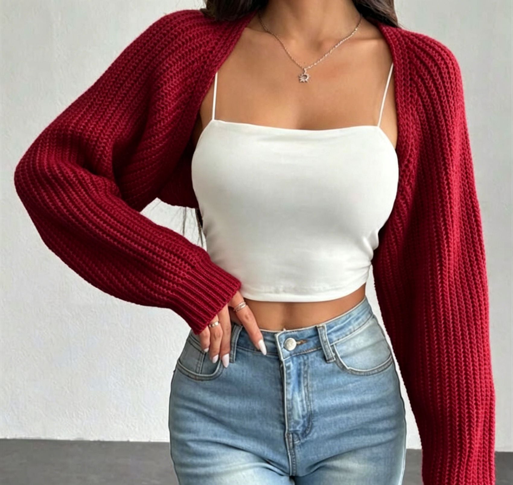 Gerippter Cardigan mit Schalkragen