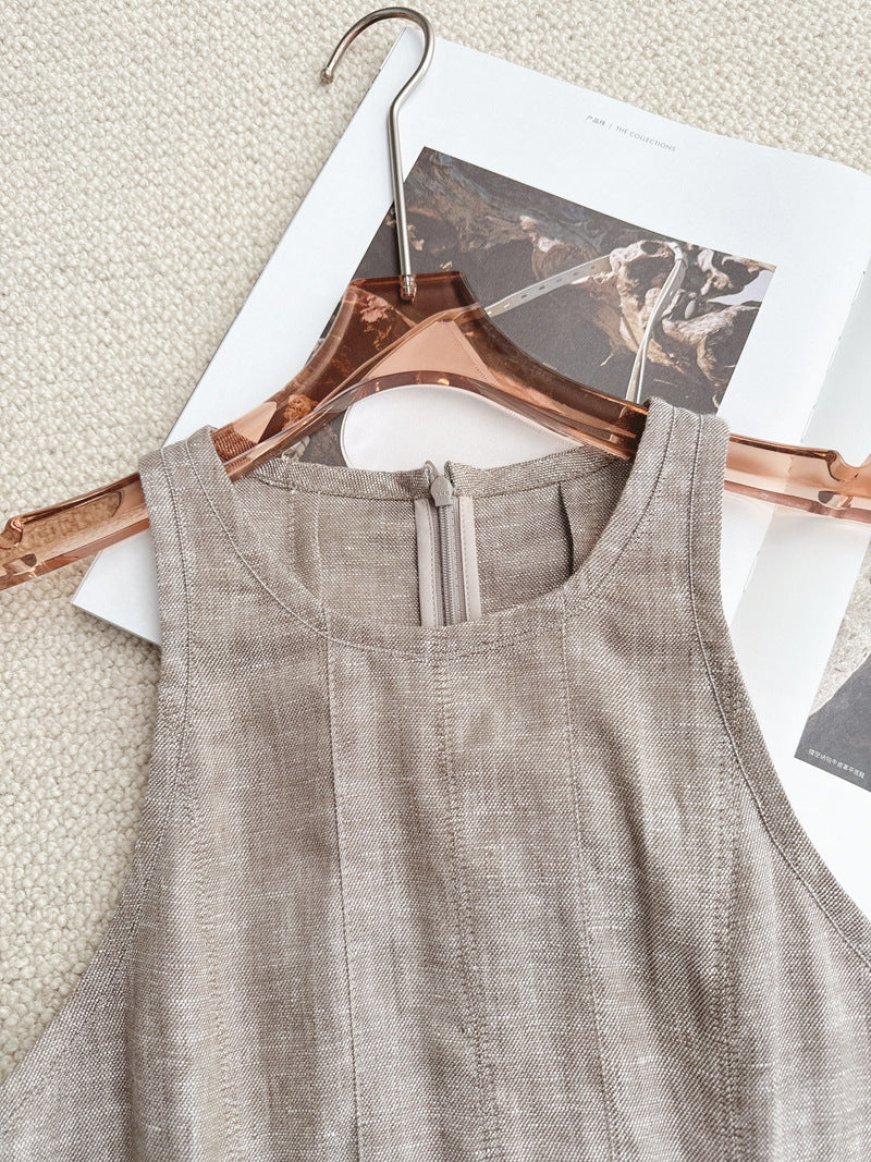 Glänzendes Twill Patchwork Maxikleid