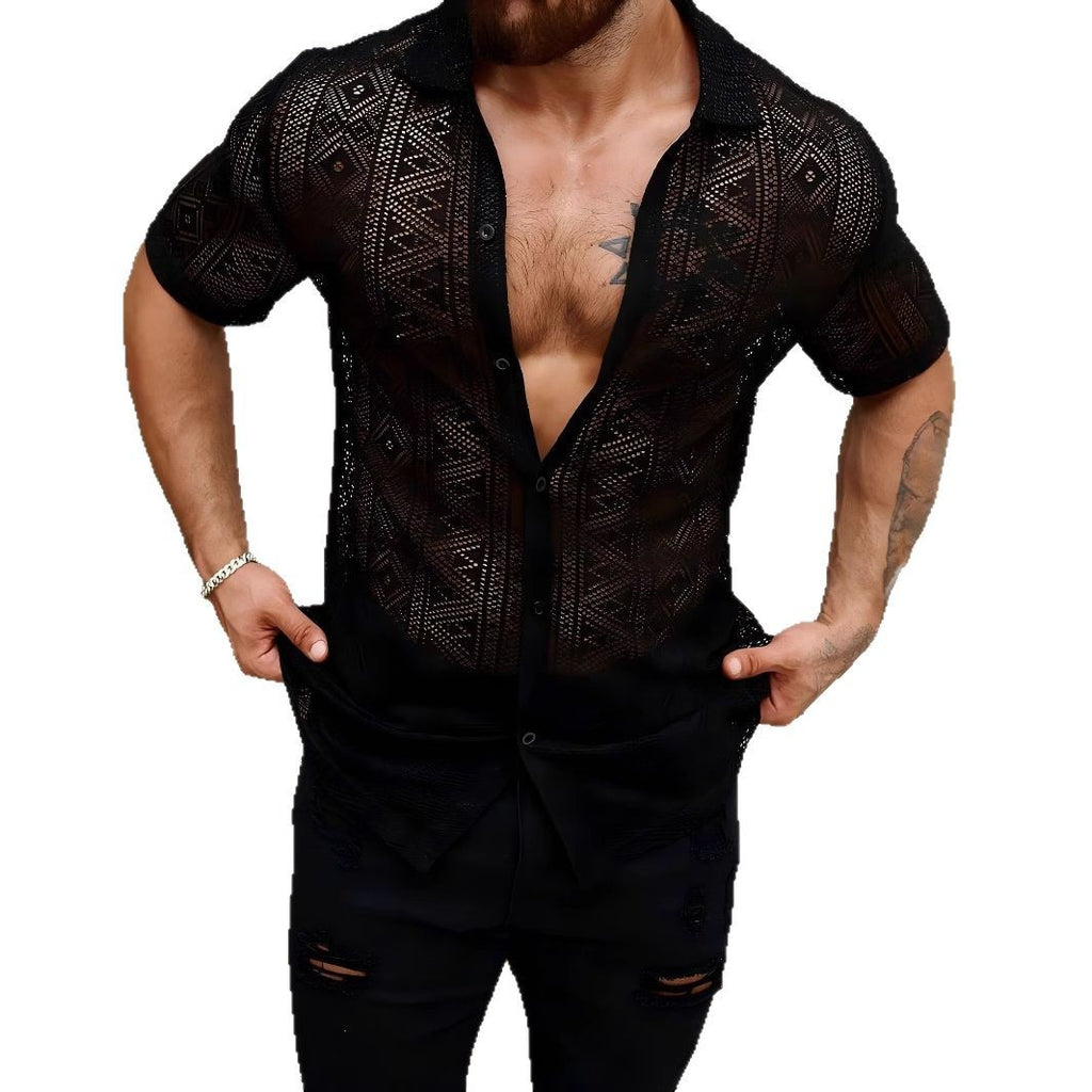 Transparentes Kurzarmhemd für Herren – Bild 2 | LuxeStyle