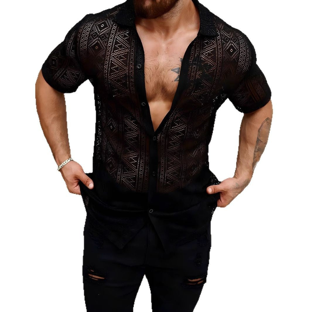 Transparentes Kurzarmhemd für Herren – Bild 2 | LuxeStyle