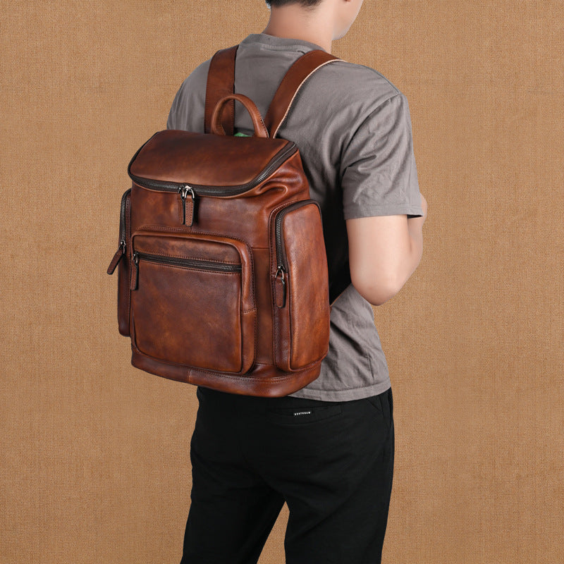 Retro Doppel-Schicht Rindsleder Rucksack – Bild 3 | LuxeStyle
