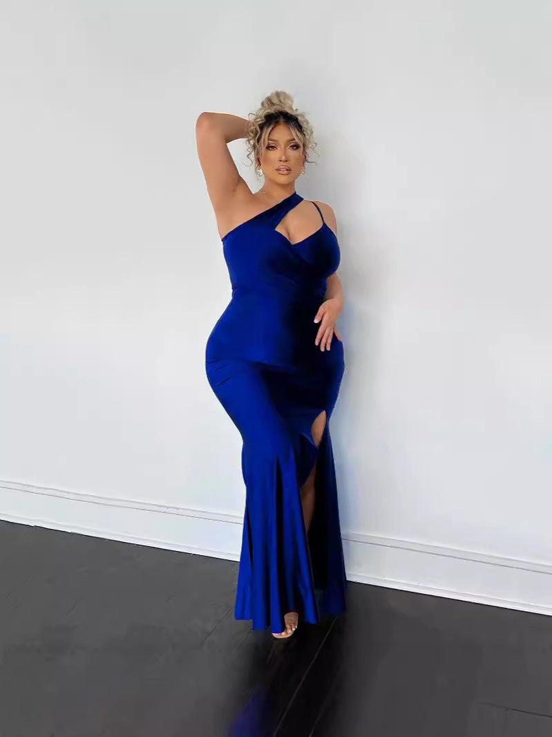 Einseitiges Fishtail-Kleid in Schwarz – Bild 2 | LuxeStyle