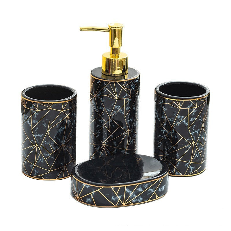 Keramik Bad-Set: Lotion, Zahnbürstenhalter, Becher – Bild 6 | LuxeStyle