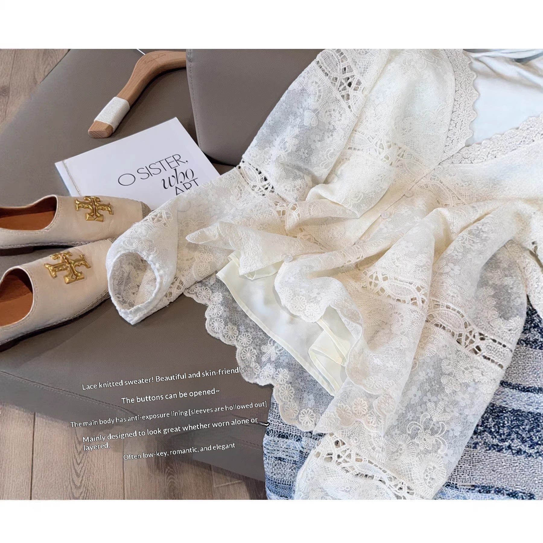 Beige Langarm-Top