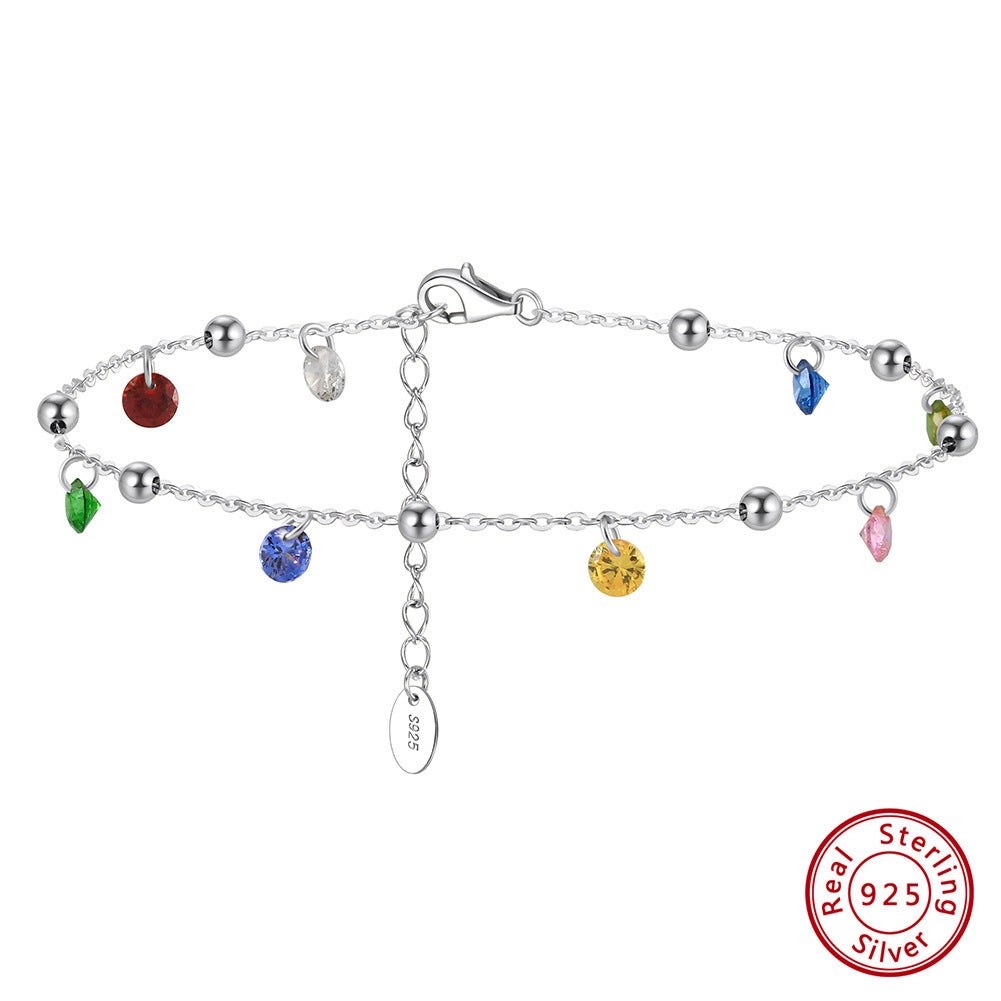S925 Silber Fusskette mit Zirkonia Sternen | LuxeStyle