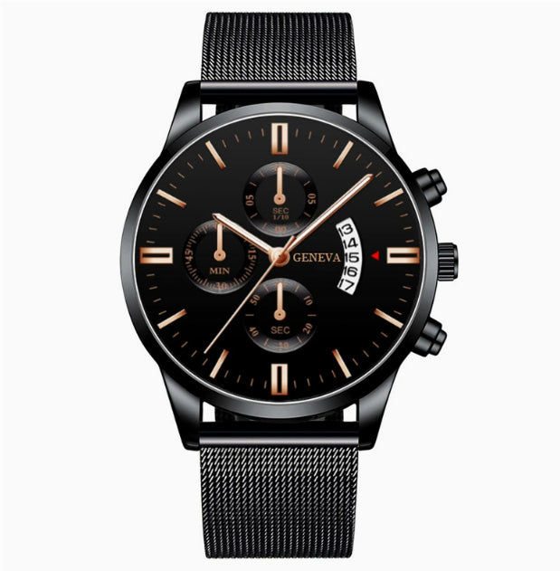 Herren Business Quarzuhr mit Edelstahl-Armband