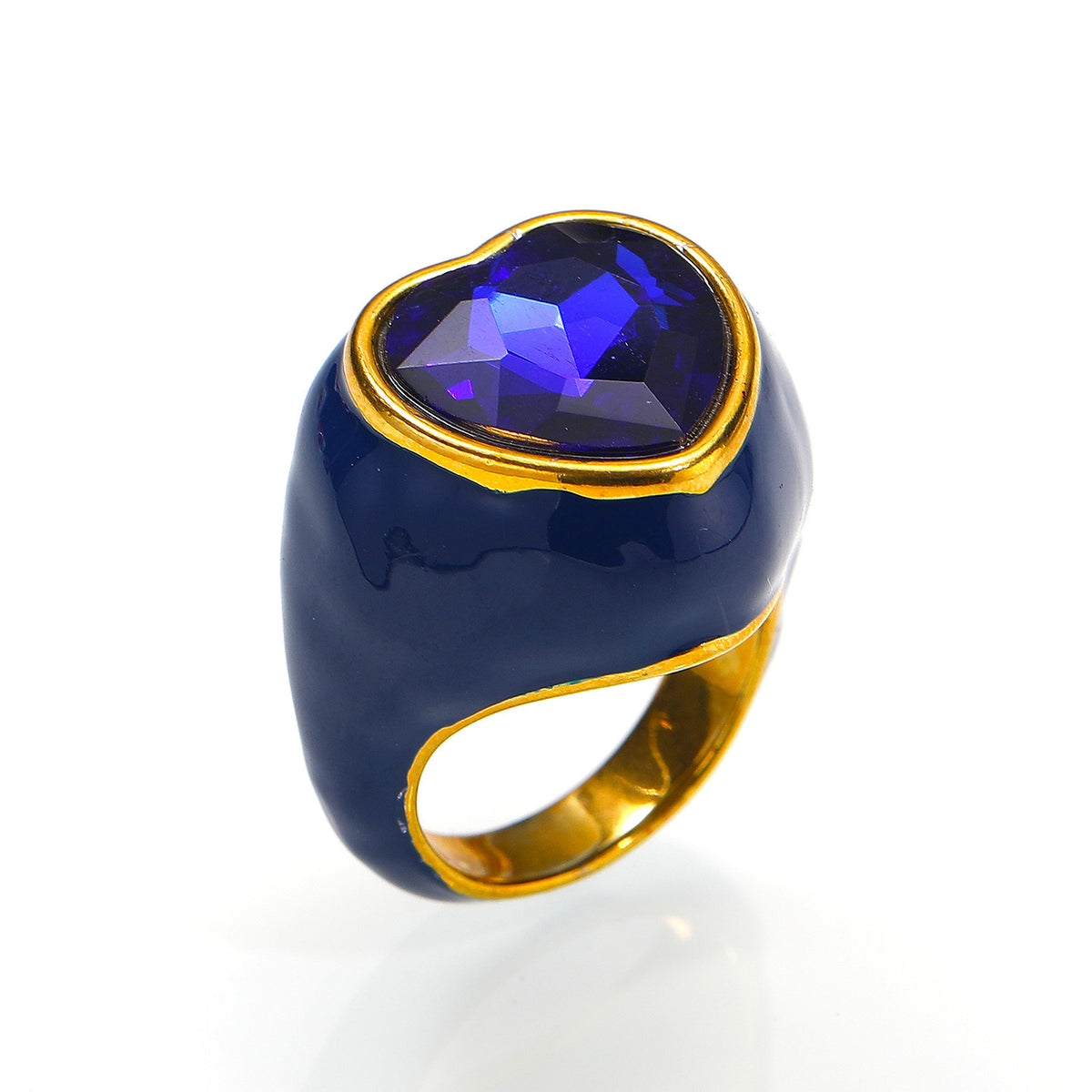 Titanstahl-Ring mit Emaille und grossem Edelstein – Bild 5 | LuxeStyle