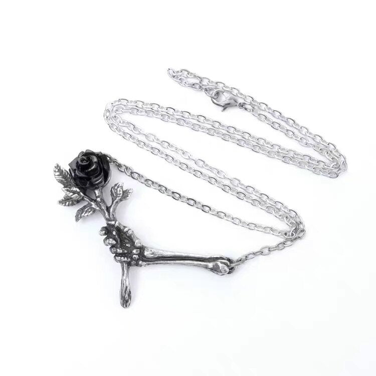 Love Never Dies Skelett-Rose Halskette