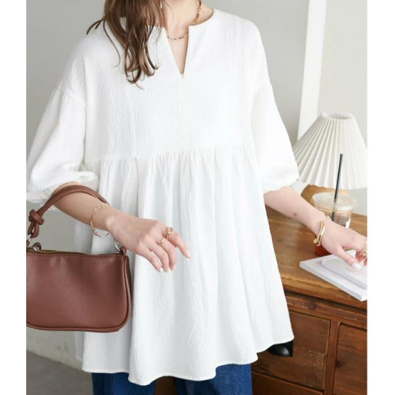 Elegantes Spitzen-Langarmshirt mit Puffärmeln