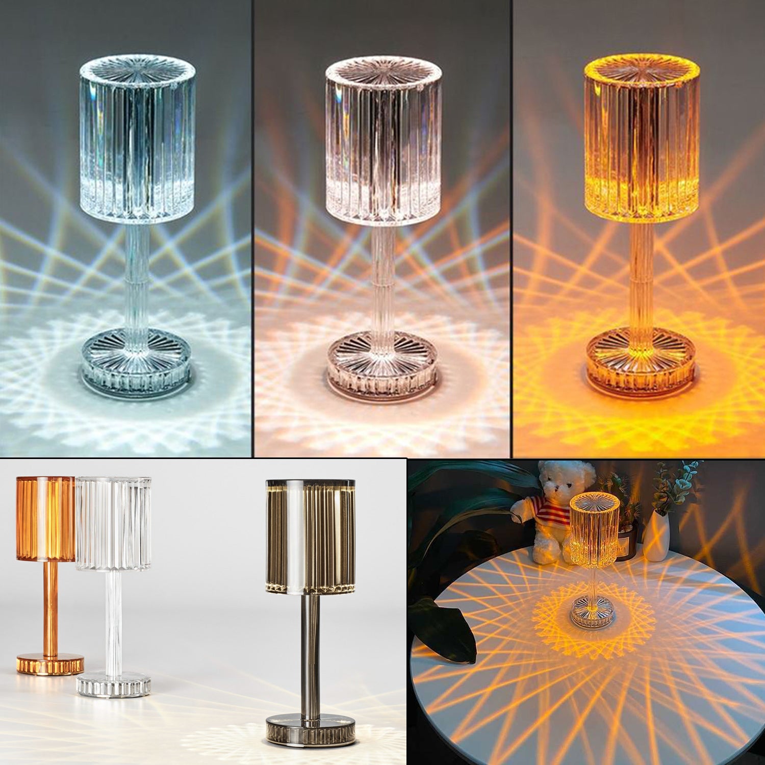 Kristall-Tischlampe mit Touch-Funktion