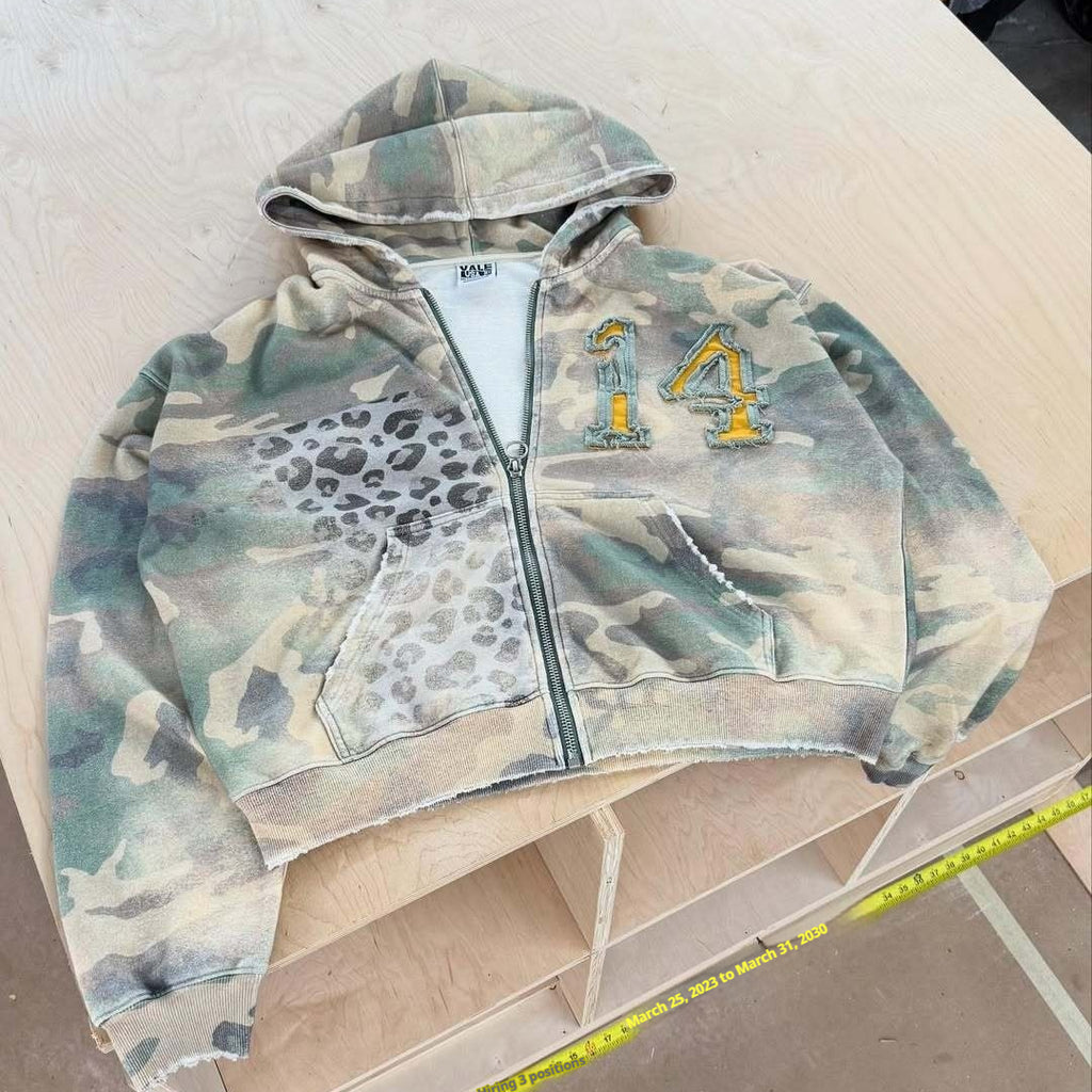 Retro Camouflage Zip-Hoodie für Teenager