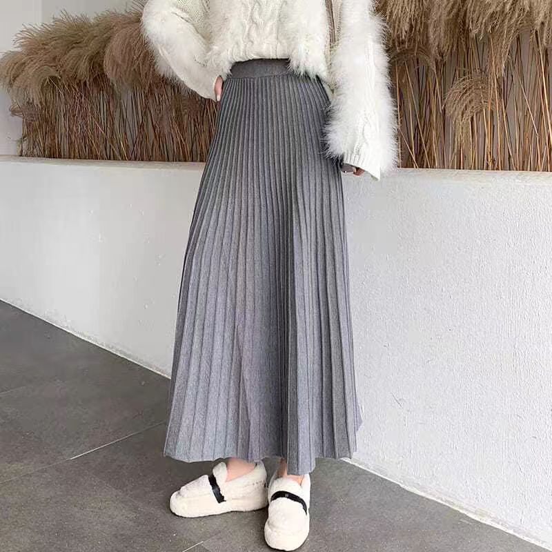 Plissierter Strickrock mit hoher Taille