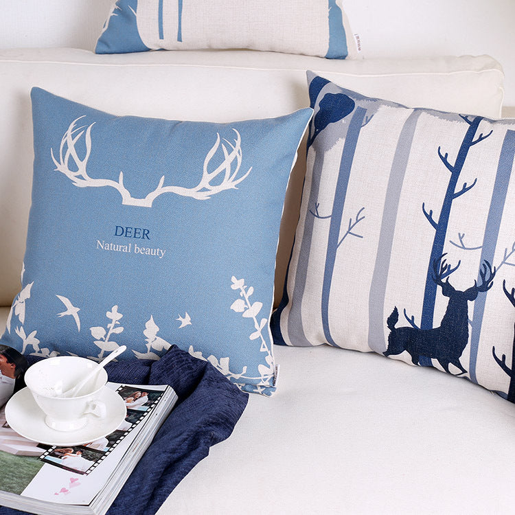 Blauer Elch Kissenbezug aus Baumwolle und Leinen – Bild 1 | LuxeStyle