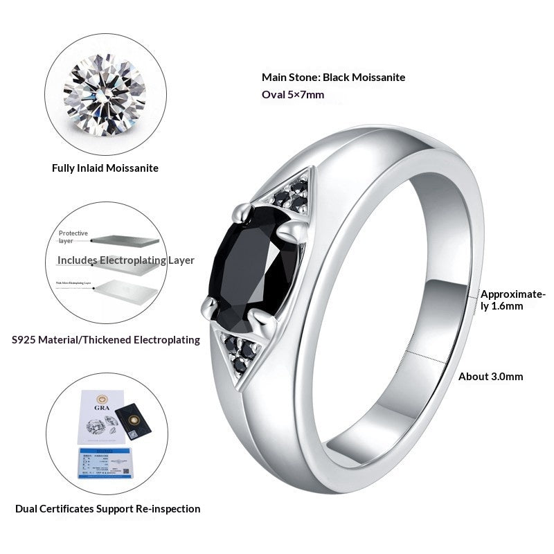 Ovaler Minimalistischer Moissanit-Ring aus 925er Silber