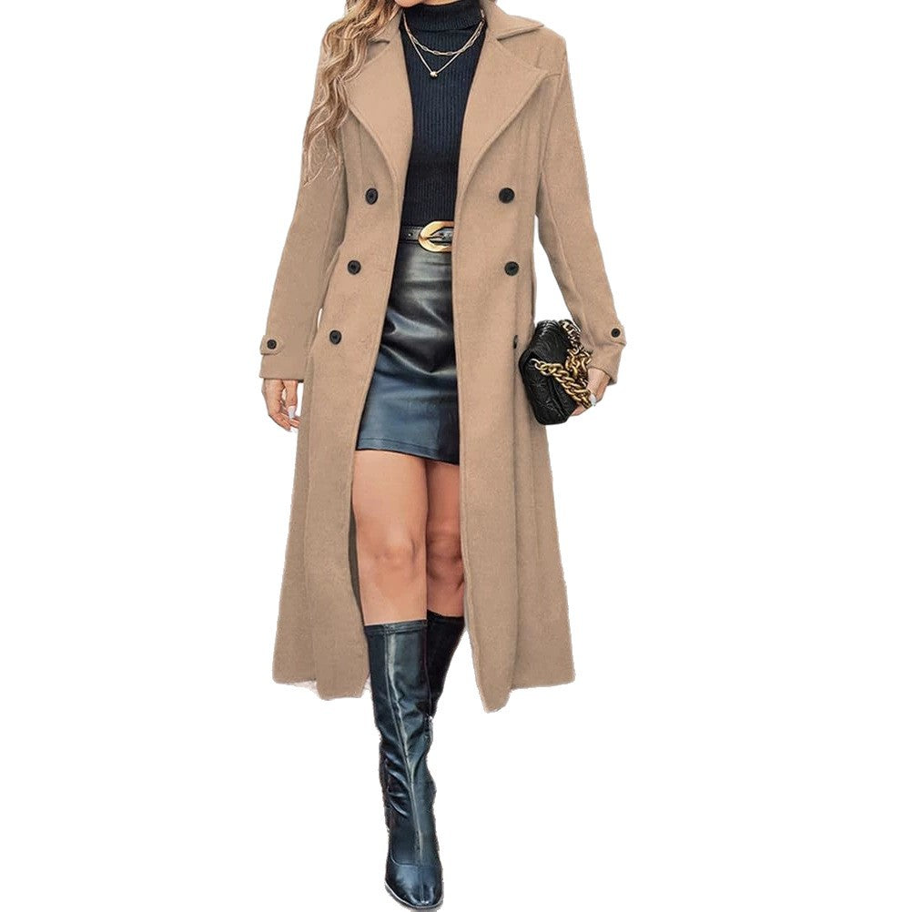 Langärmliger, doppelt-reiteriger Trenchcoat – Bild 3 | LuxeStyle