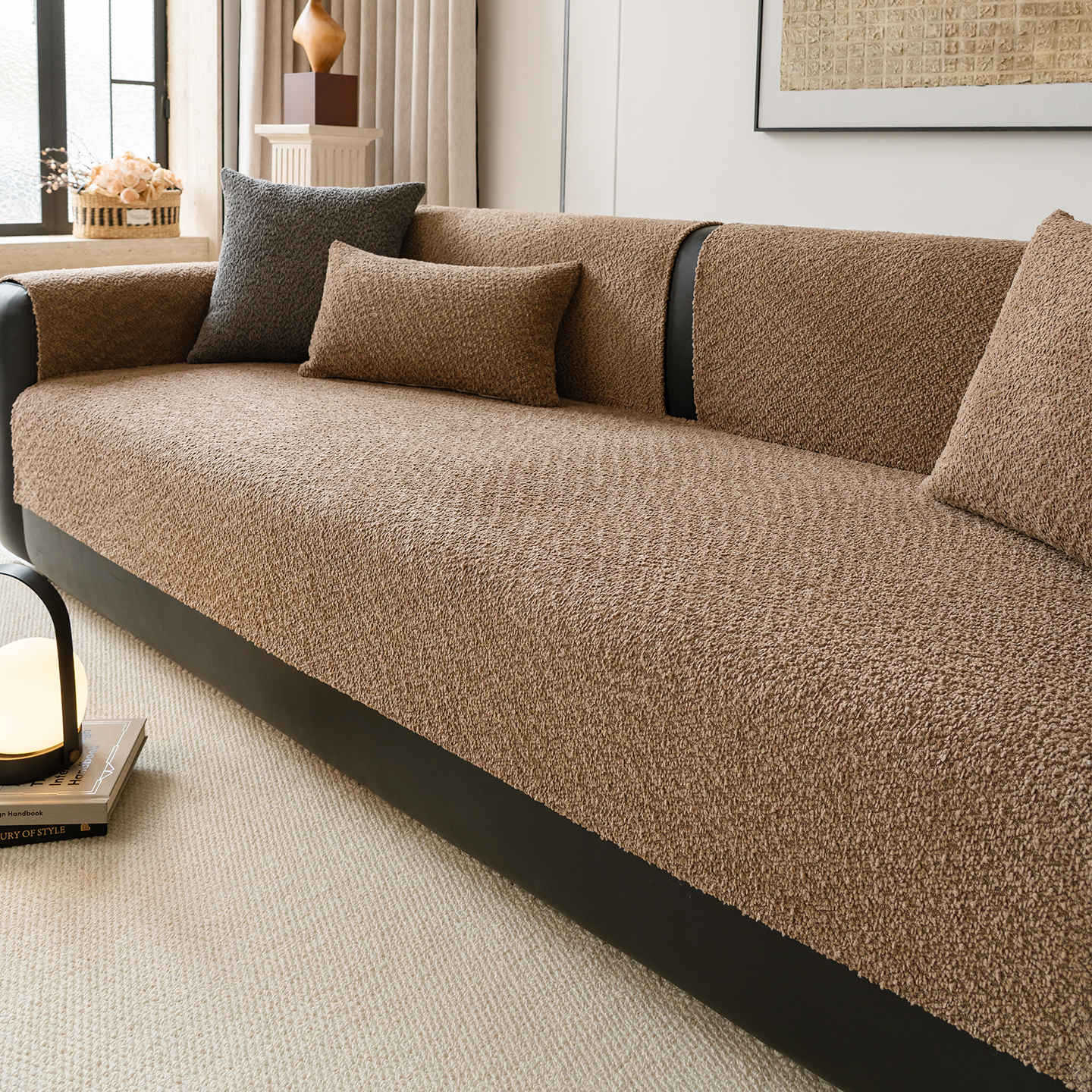 Chenille Sofaüberzug – rutschfest & vielseitig