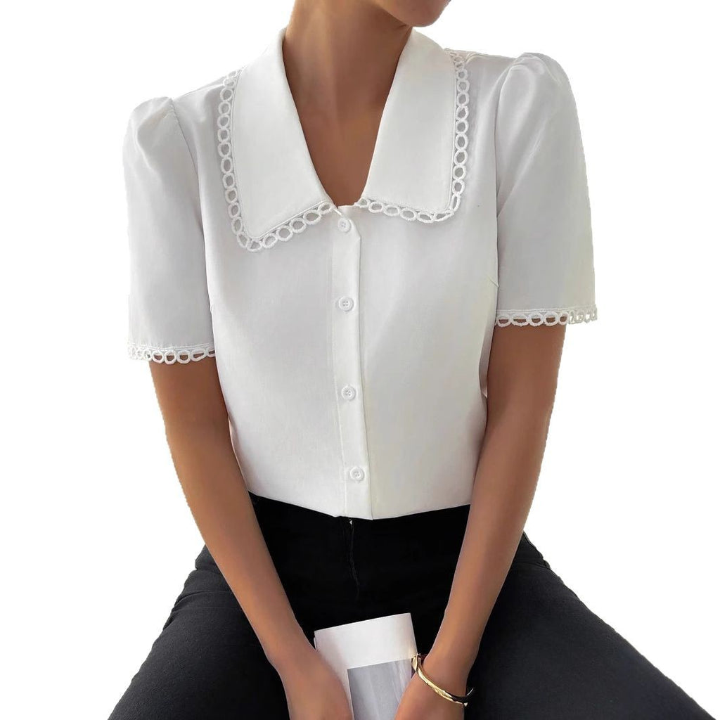 Chiffonbluse mit kurzen Ärmeln | LuxeStyle
