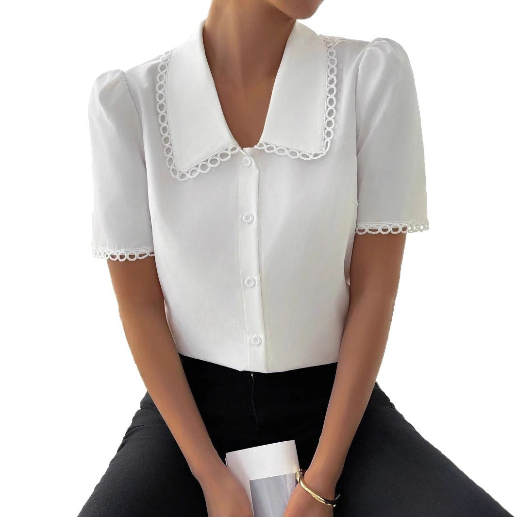 Chiffonbluse mit kurzen Ärmeln | LuxeStyle