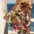 Leoparden-Blumen Print Maxi-Kleid | LuxeStyle