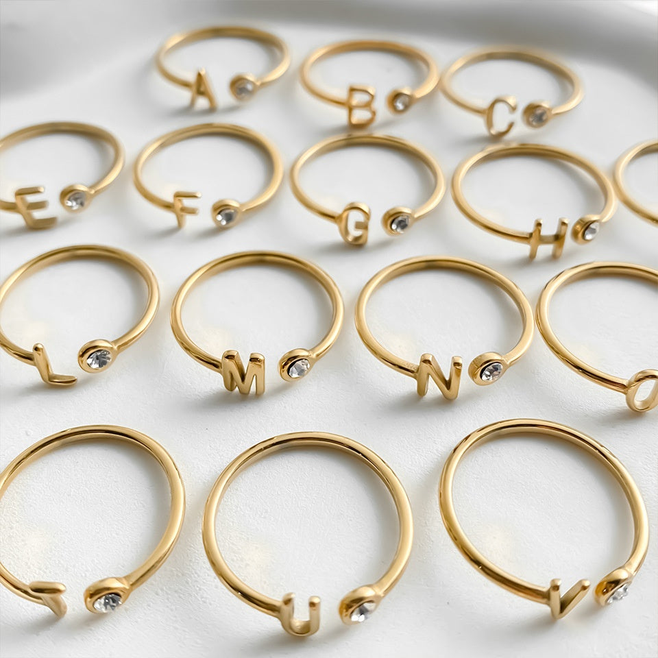 Edelstahlring mit 26 Buchstaben