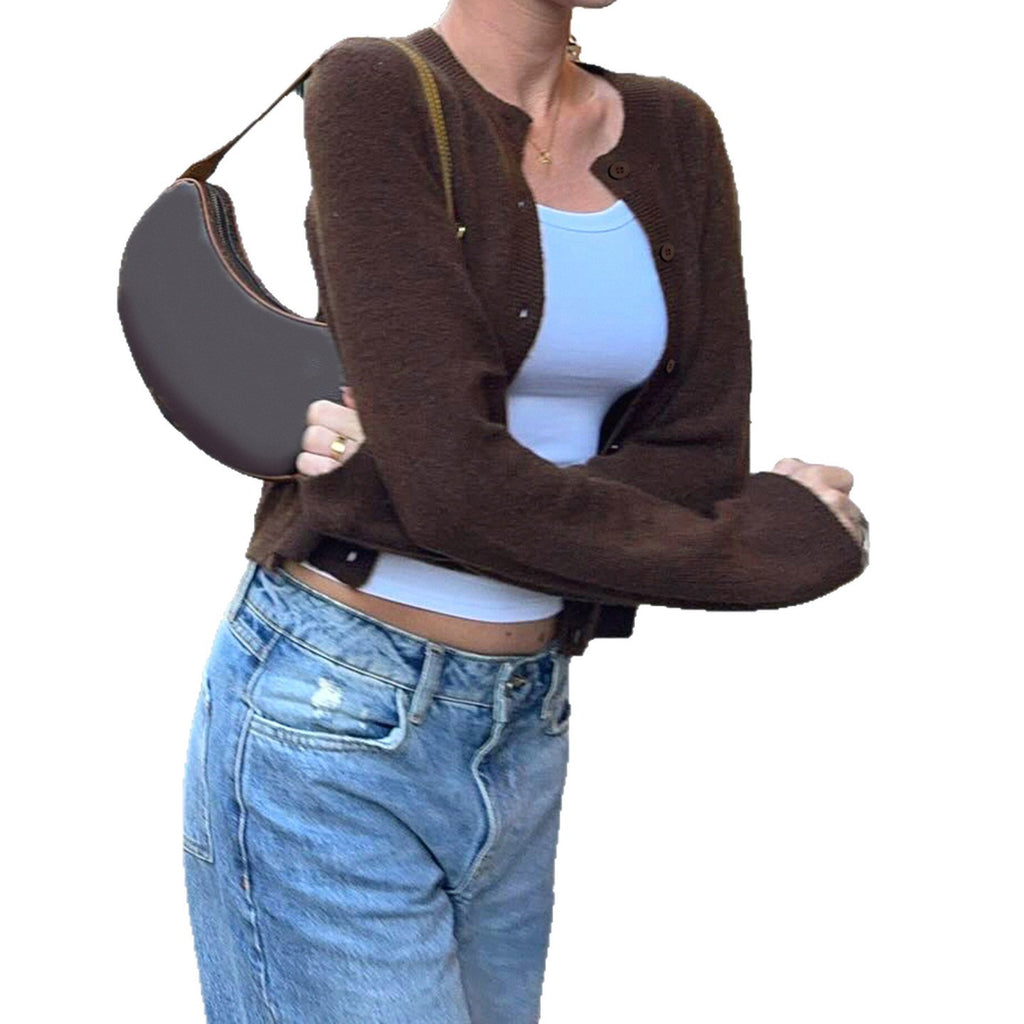 Strick-Cardigan mit Rundhals und Knöpfen