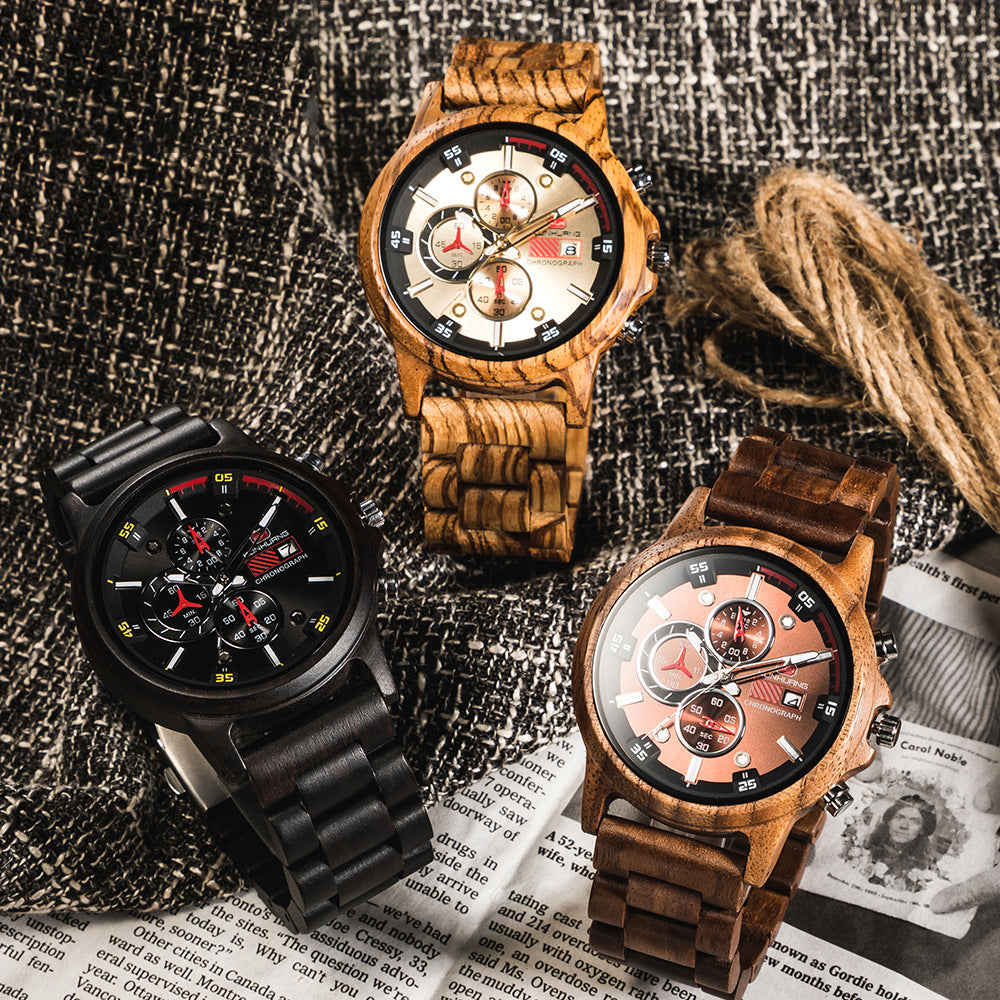 Holzuhr für Herren – Quarz, 50 mm Zifferblatt – Bild 2 | LuxeStyle