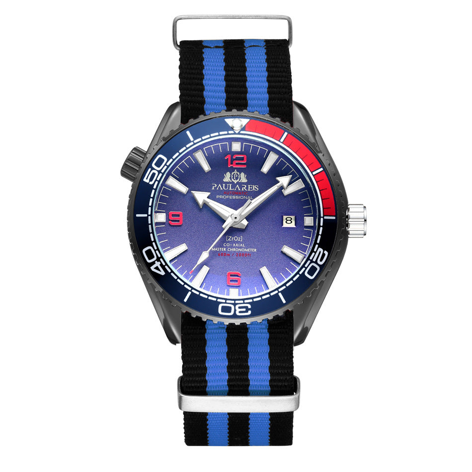 Automatische Herrenuhr mit Leuchtzeigern und Canvas-Armband