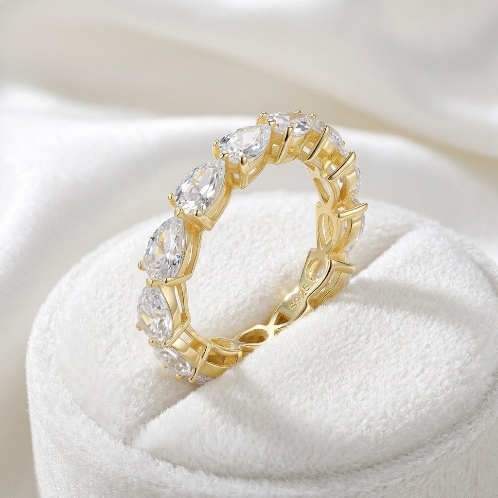 S925 Silberring mit Krappenfassung