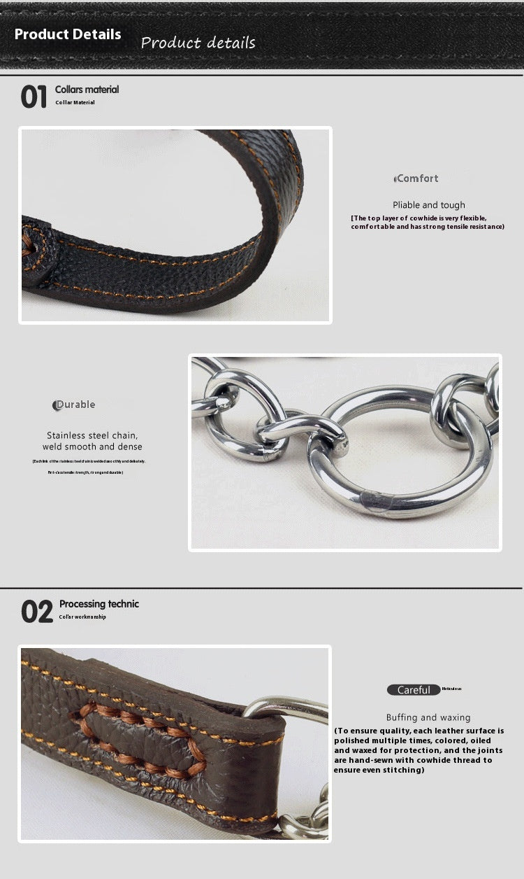Semi-kontrolliertes P-Kettenhalsband aus Rindsleder – Bild 3 | LuxeStyle