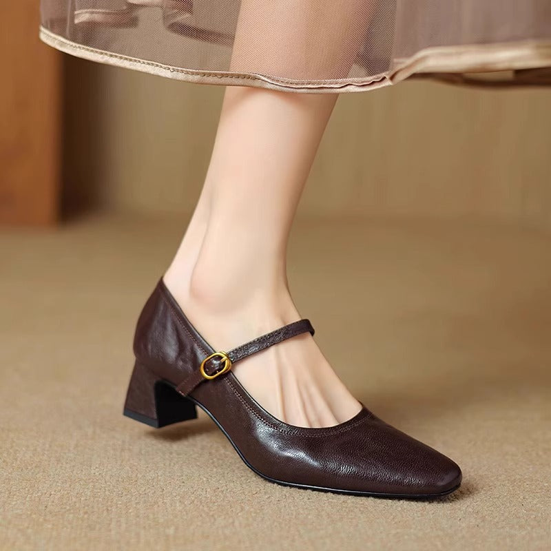 Retro Mary Jane Pumps aus Schafsleder