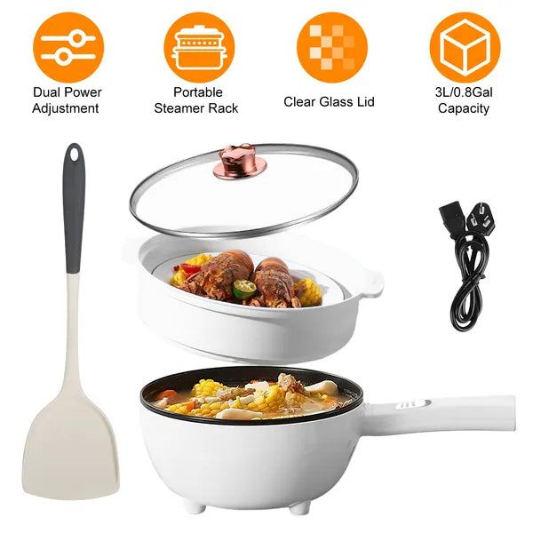 Elektrischer Hot Pot mit Antihaftpfanne & Dampfgarer