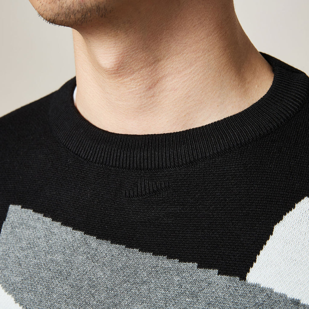 Herren Rundhals-Pullover mit Jacquard-Muster