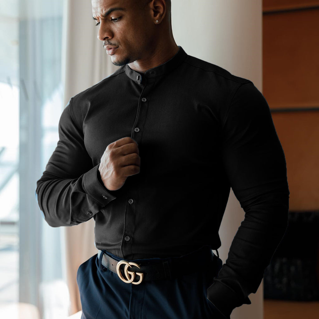 Langärmliges Sportshirt mit Standkragen – Bild 4 | LuxeStyle