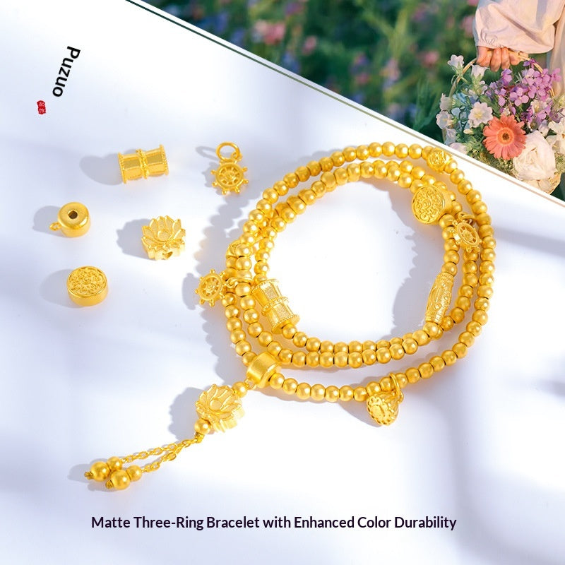 Mattes Gold Sand Dreifach-Armband