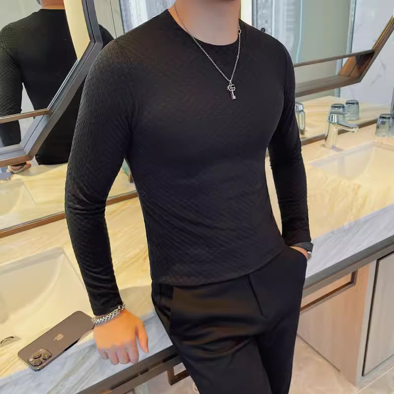 Rundhals Langarmshirt für Herren – Bild 9 | LuxeStyle