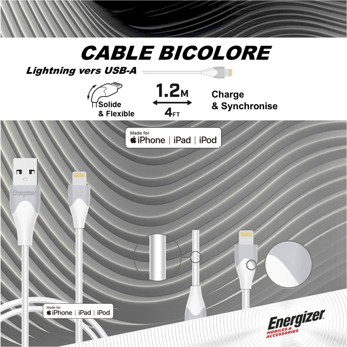Lightning-Kabel «Energizer» Weiss