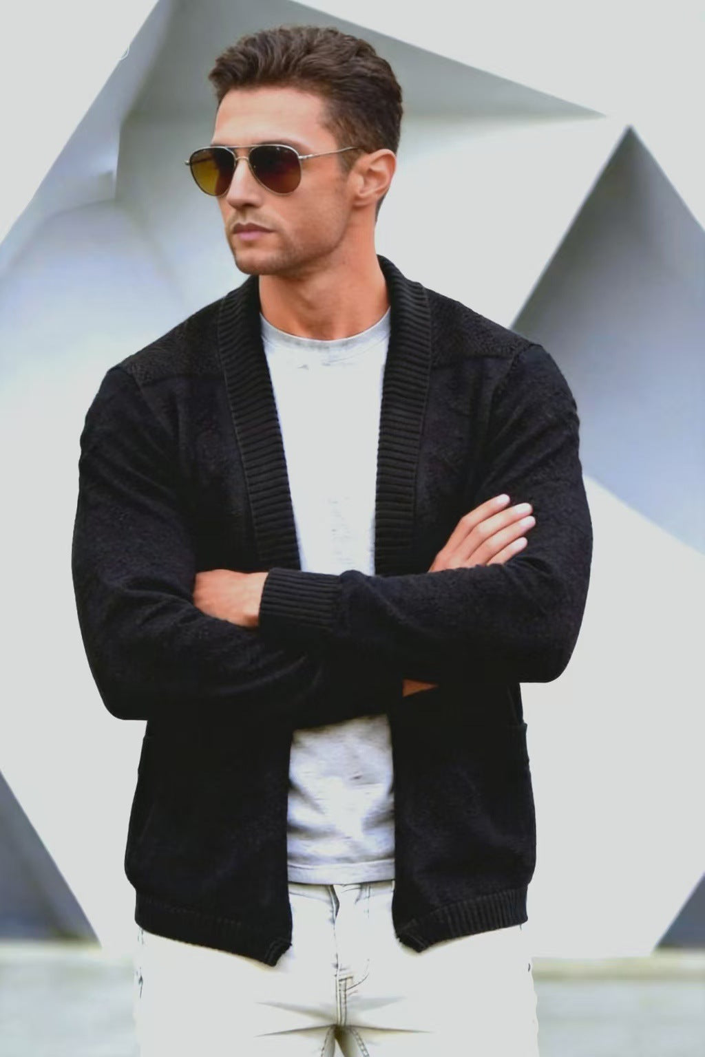 Herren Strick-Cardigan mit Schalkragen