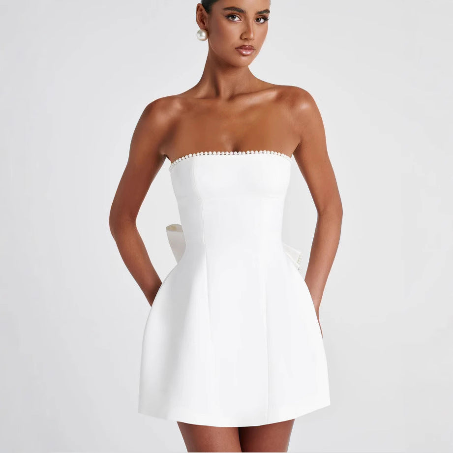 Trägerloses A-Linien-Kleid im French-Stil