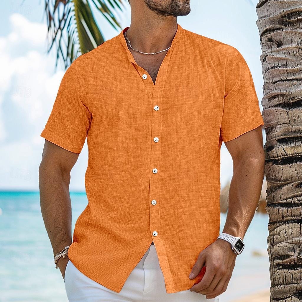 Herren Leinen-Baumwoll Cardigan mit Henry-Kragen – Bild 4 | LuxeStyle