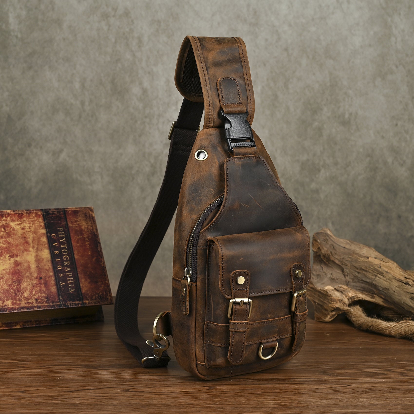 Vintage Leder Crossbody Bag für Herren – Ansicht 8