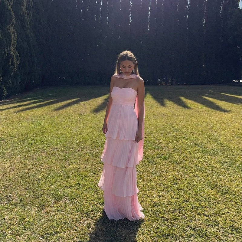 Elegantes Plissée-Abendkleid mit kurzen Ärmeln – Bild 6 | LuxeStyle