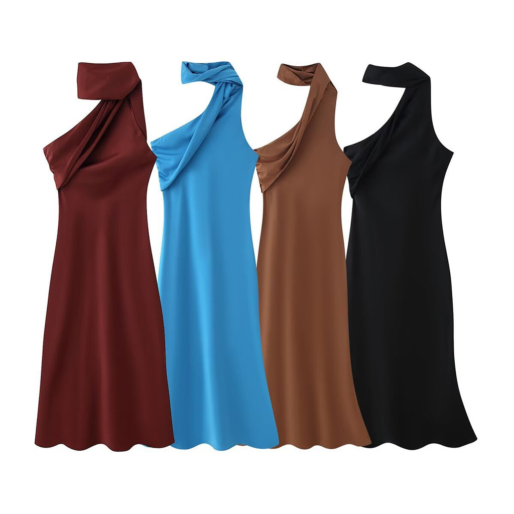 Asymmetrisches Kleid mit Schal-Detail