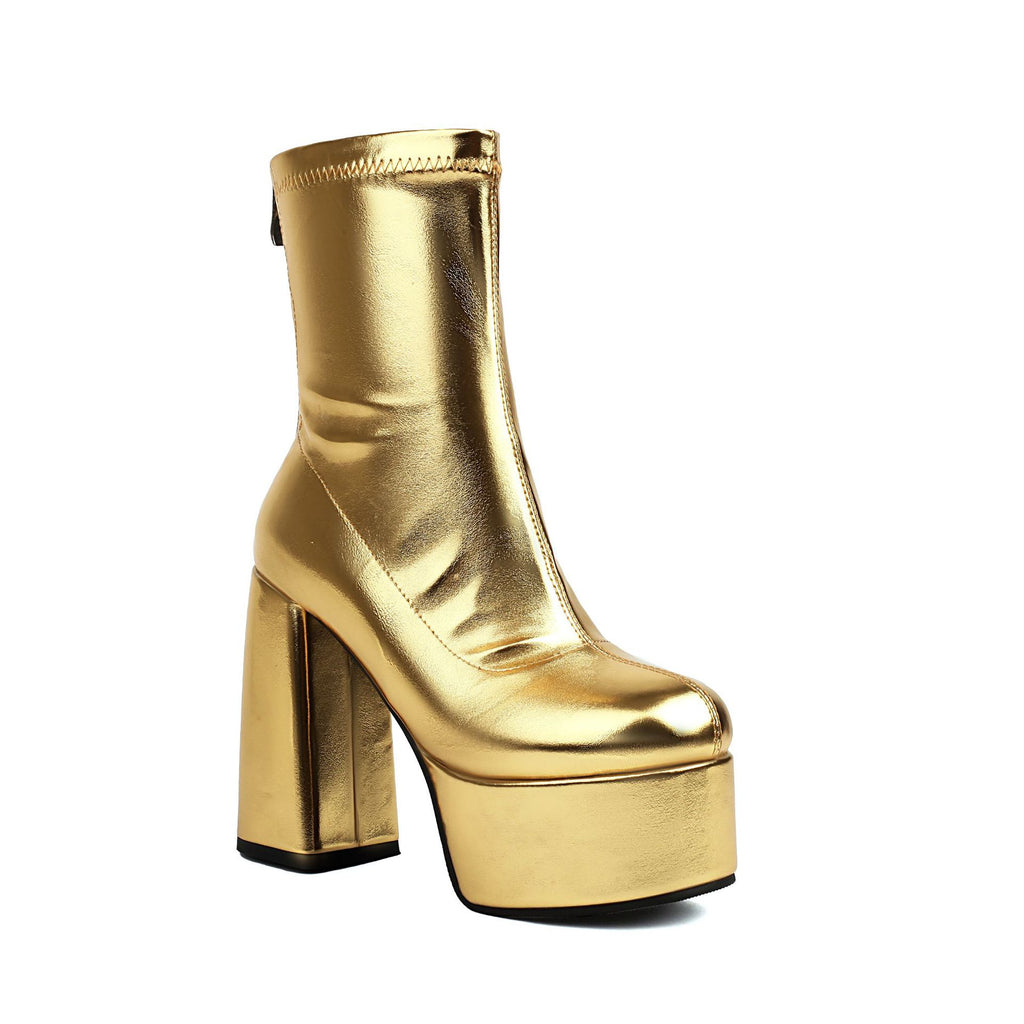 Damen-Stiefeletten mit Plateau und klobigem Absatz