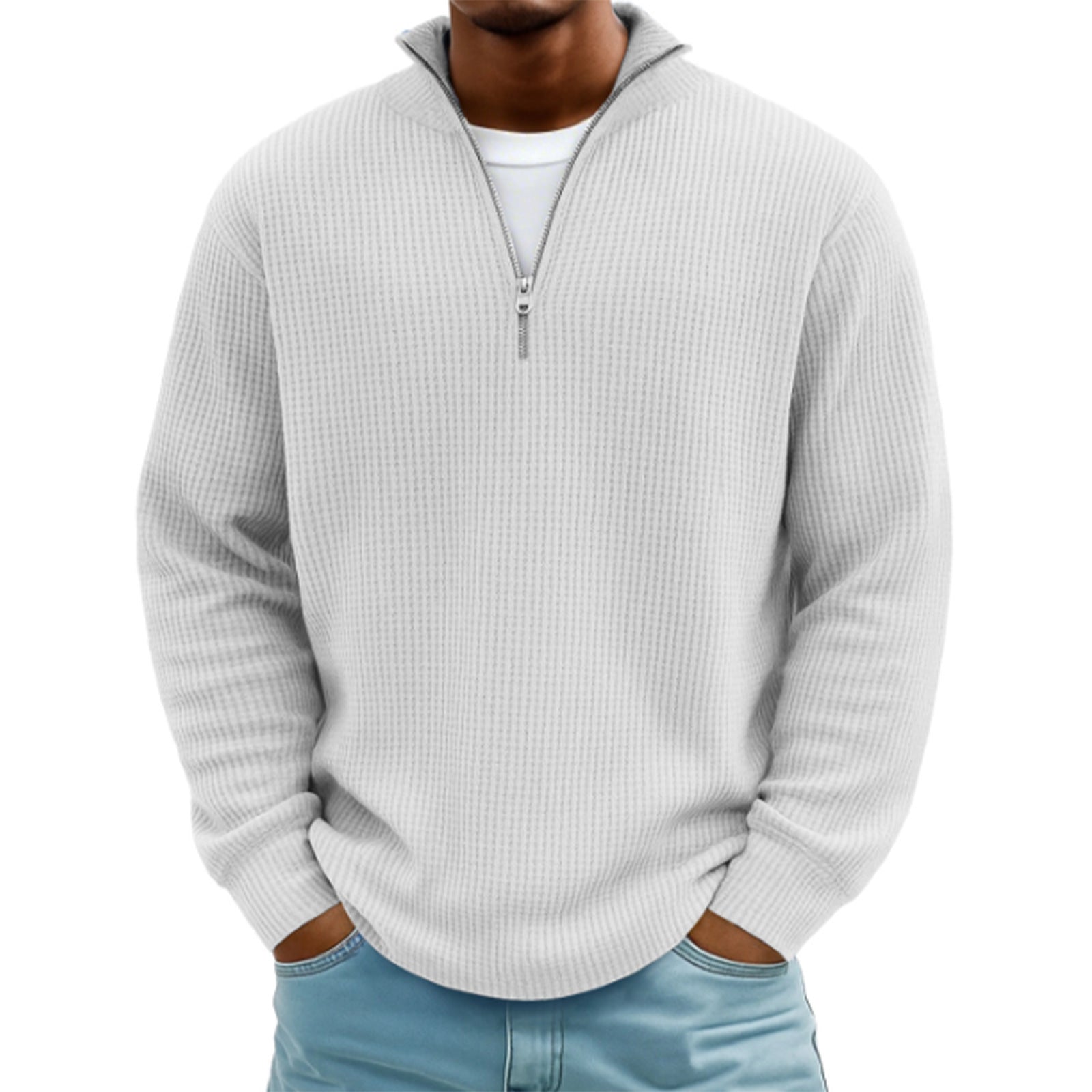 Herren Hoodie Waffle Knit Pullover