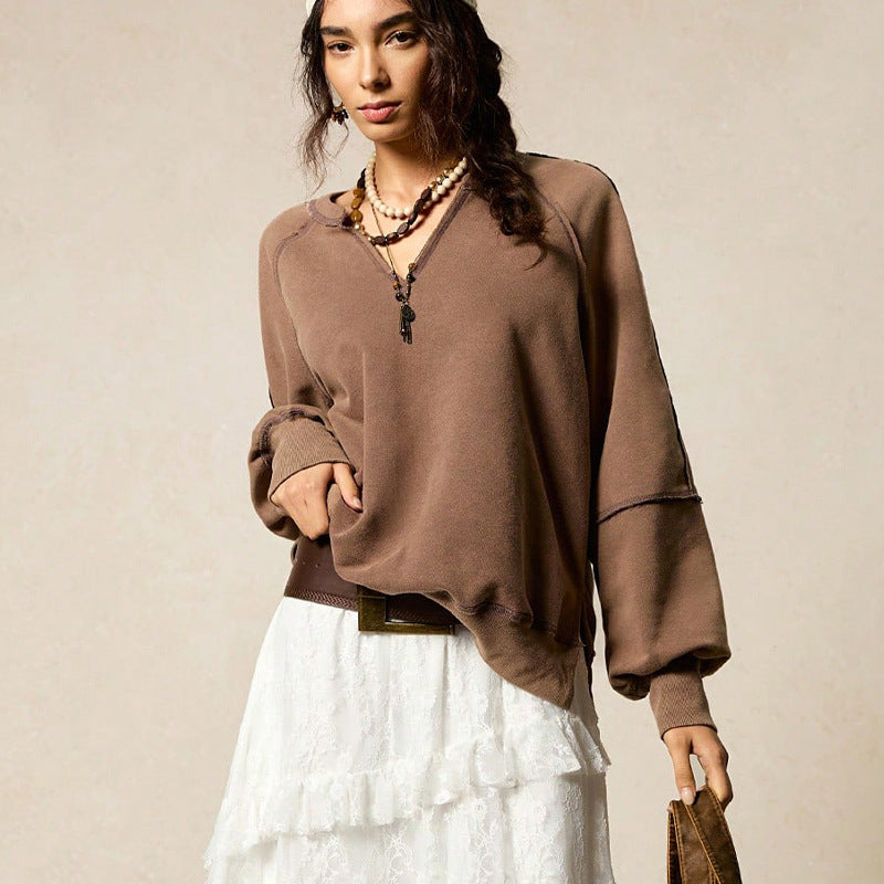 Eleganter V-Neck Pullover mit langen Ärmeln – Ansicht 5
