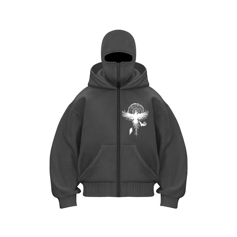 Gothic Kapuzenpullover mit Reissverschluss