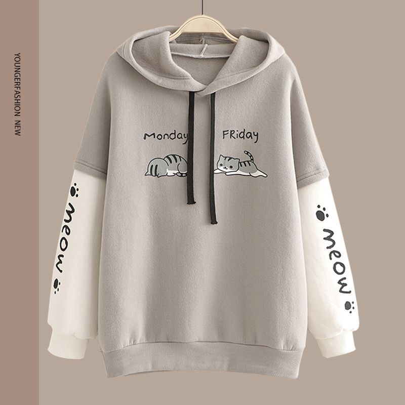 Hoodie-Set mit geradem Bein im Preppy-Stil