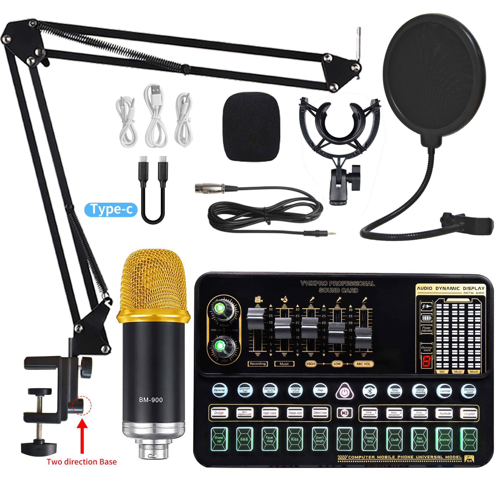 Live Broadcast Soundkarten-Set mit Kondensatormikrofon